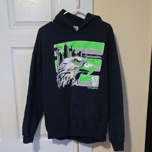 Gildan Navy Hoodie with Neon Green and White Eagle Graphic